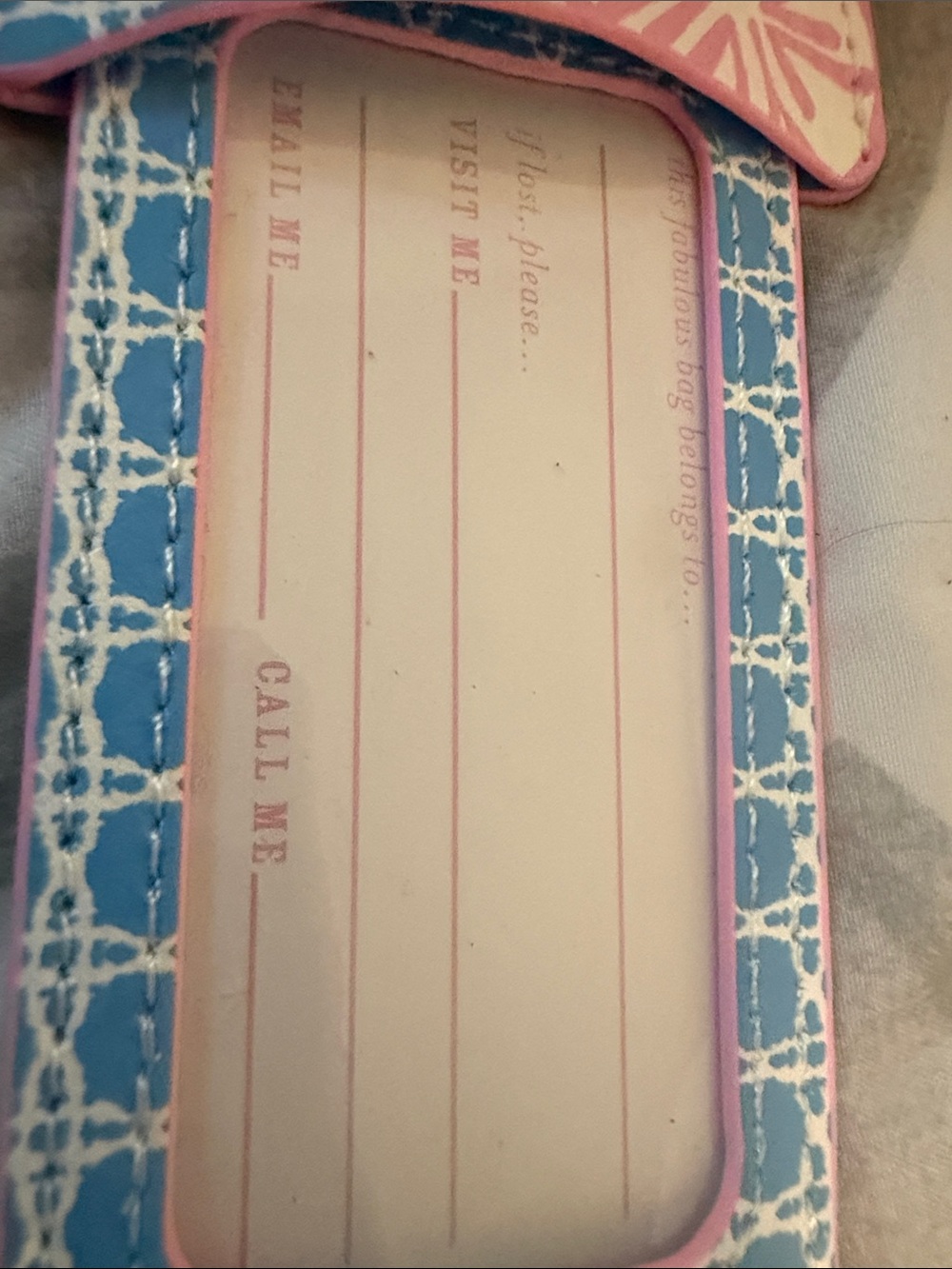 Lilly Pulitzer Blue and Pink Patterned Luggage Tag - Picture 3 of 4